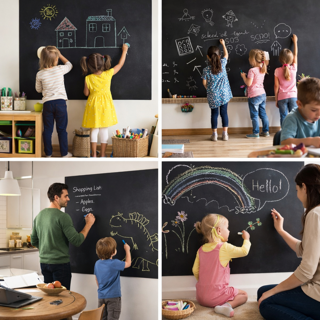 Revestimento Autoadesivo Lousa 45cmx2m Adesivo Lousa Quadro Negro Preto Fosco Escrever