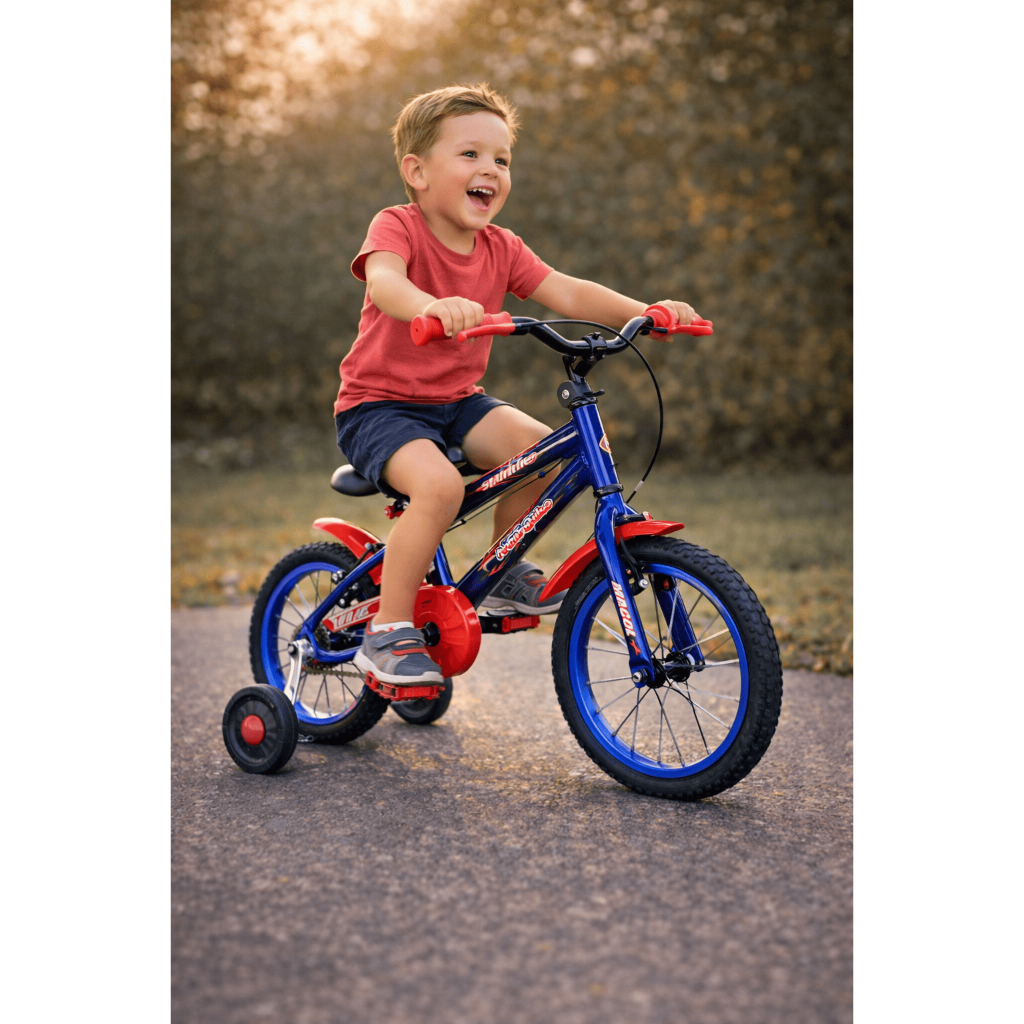 Bicicleta Infantil Aro 16 Masculina Azul com Rodinhas | Ideal 4 a 7 Anos | Resistente, Segura e Confortável