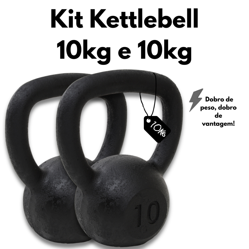 Kit Kettlebells 10kg e 10kg Treinamento Musculação Cross Training e Academia em Casa