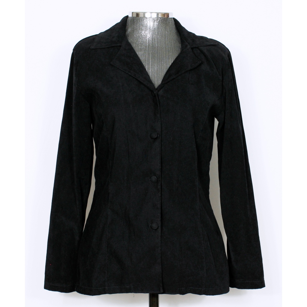 Blazer social alfaiataria feminina preto chamoise aveludado - Veste P - Ref. 5429 (brechó)