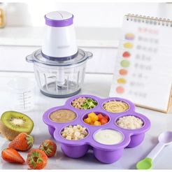 🍰Forma de Silicone 7 Cavidades para Papinha Bebê com Tampa