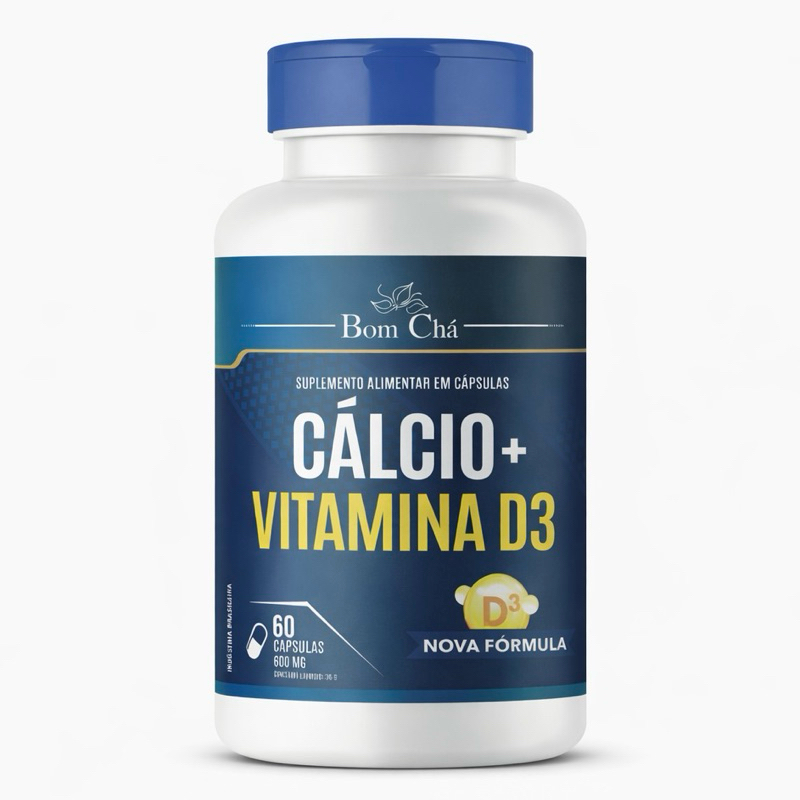 Vitamina D3 com Cálcio Nova Formula (60 Cápsulas de 600mg) Bom Chá