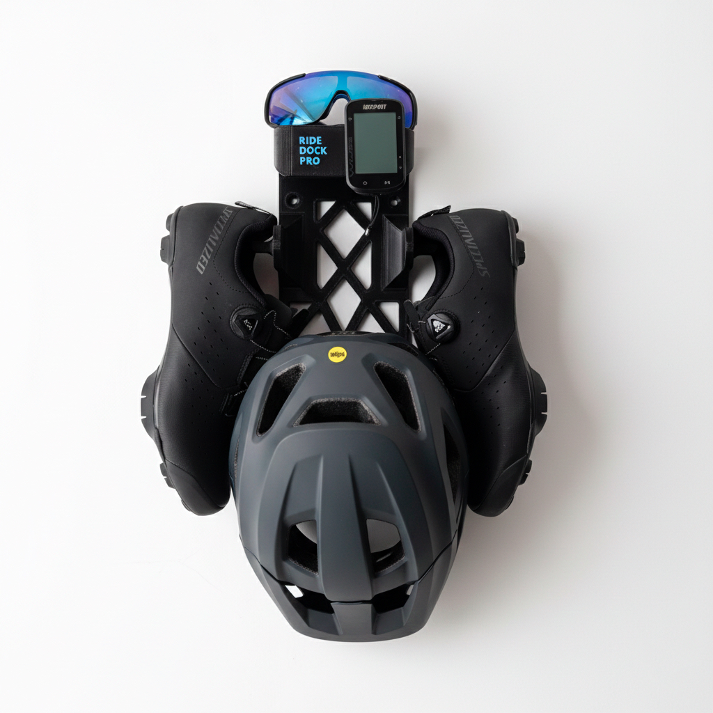 Suporte De Parede Para Capacete + Óculos + Sapatilha + Gps - RideDock Pro