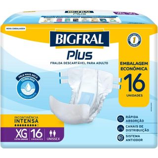 Bigfral Fralda Regular Plus Econômica Xg 16 Unidades