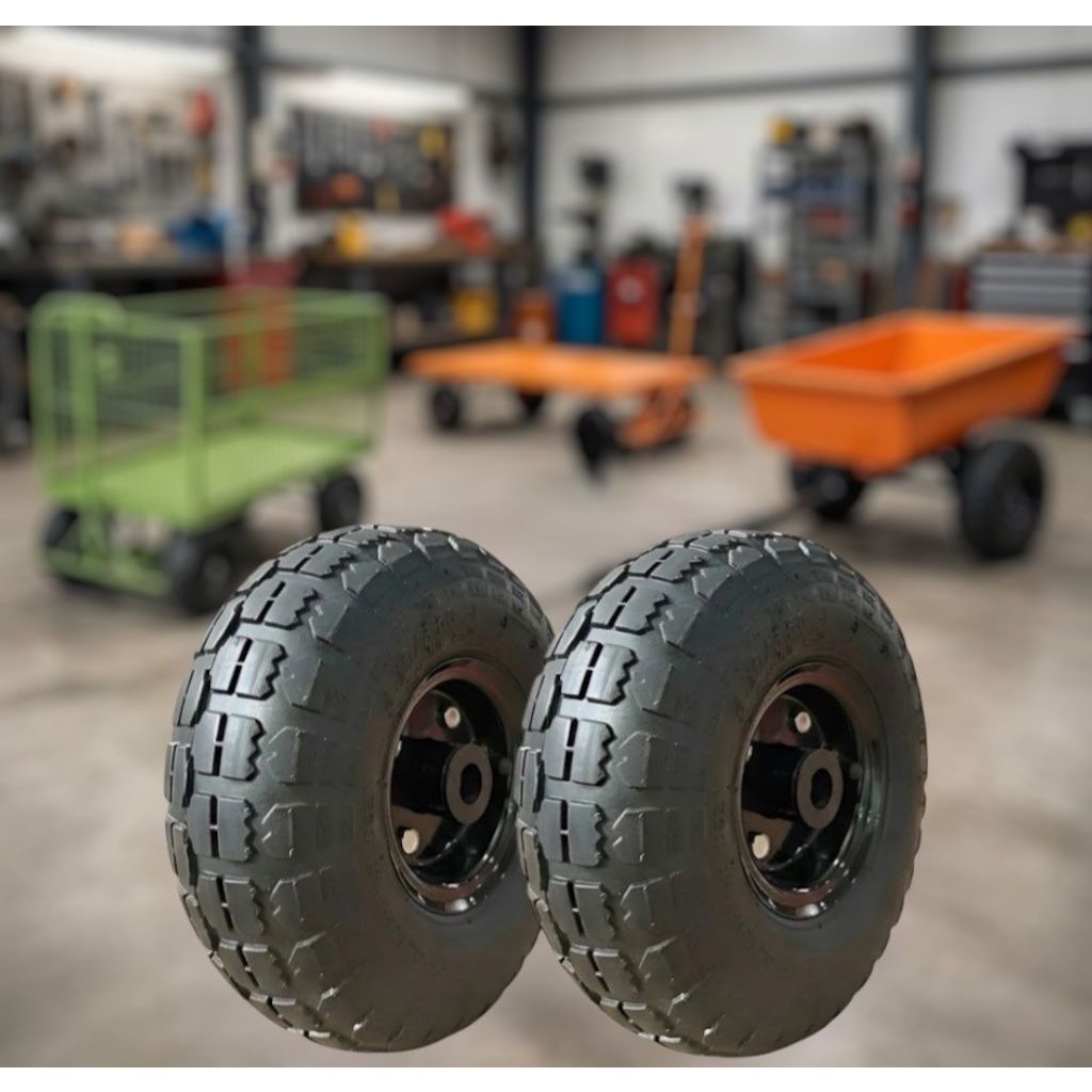 2 Pneu Completo Roda Câmara Ar Carrinho Carga Industria 4.10/3.50-4 BORRACHUDO ARO 4 P EIXO 22MM 7/8