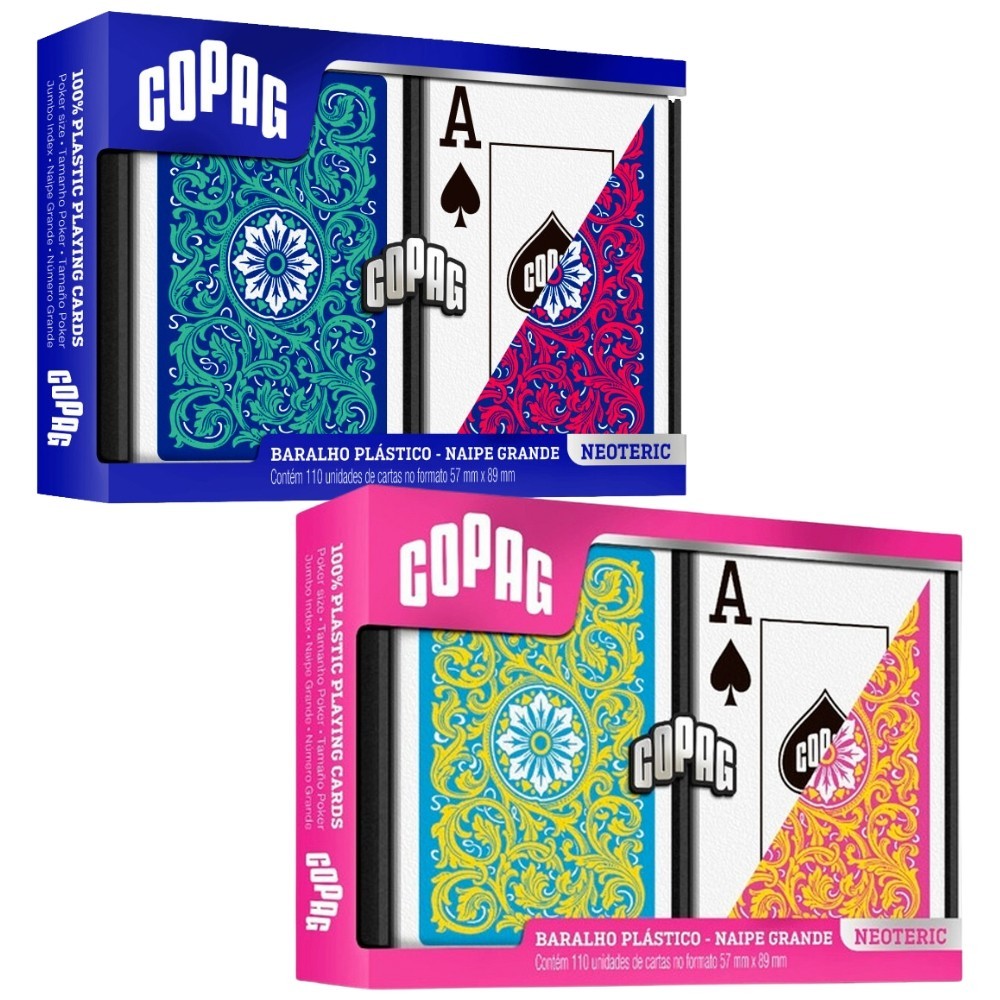 BARALHO NEOTERIC 1546 COPAG 110 CARTAS NAIPE GRANDE PLÁSTICO PREMIUM PROVA D'ÁGUA ESTOJO DUPLO DECK