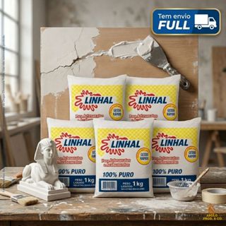 5kg Gesso Rápido Branco (1kg cada) ou 1Kg Linhal E Acessórios de Aplicação - Envio Full em Oferta na Shopee