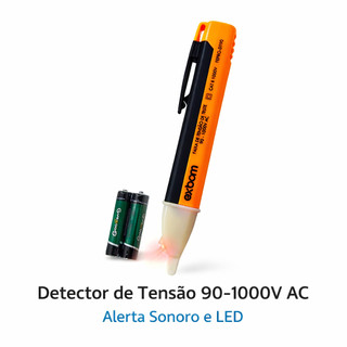 Detector de Tensão 90-1000V AC Caneta Teste Elétrica Com Alerta Sonoro