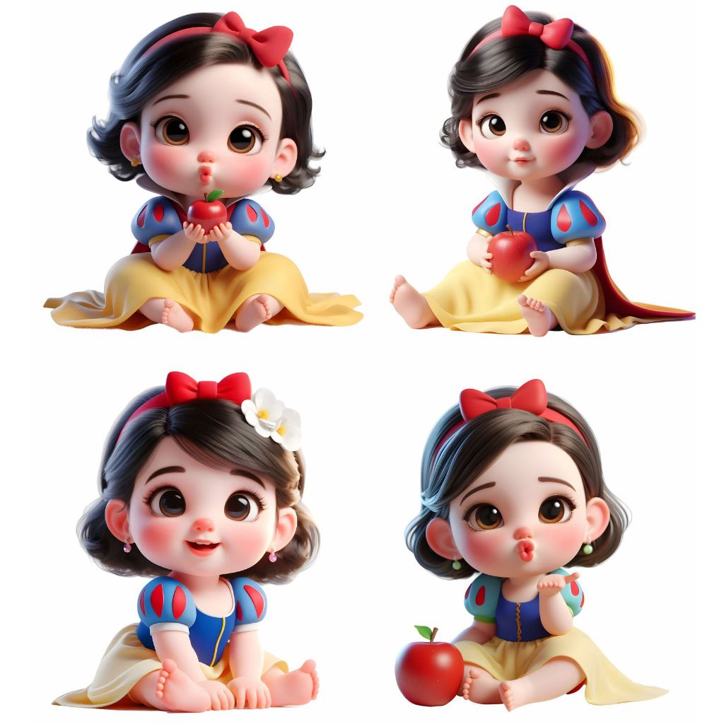 Kit Displays de Mesa Mdf Decoração - Festa - Branca de Neve Baby Cute (4 Peças 20cm) em Oferta na Shopee