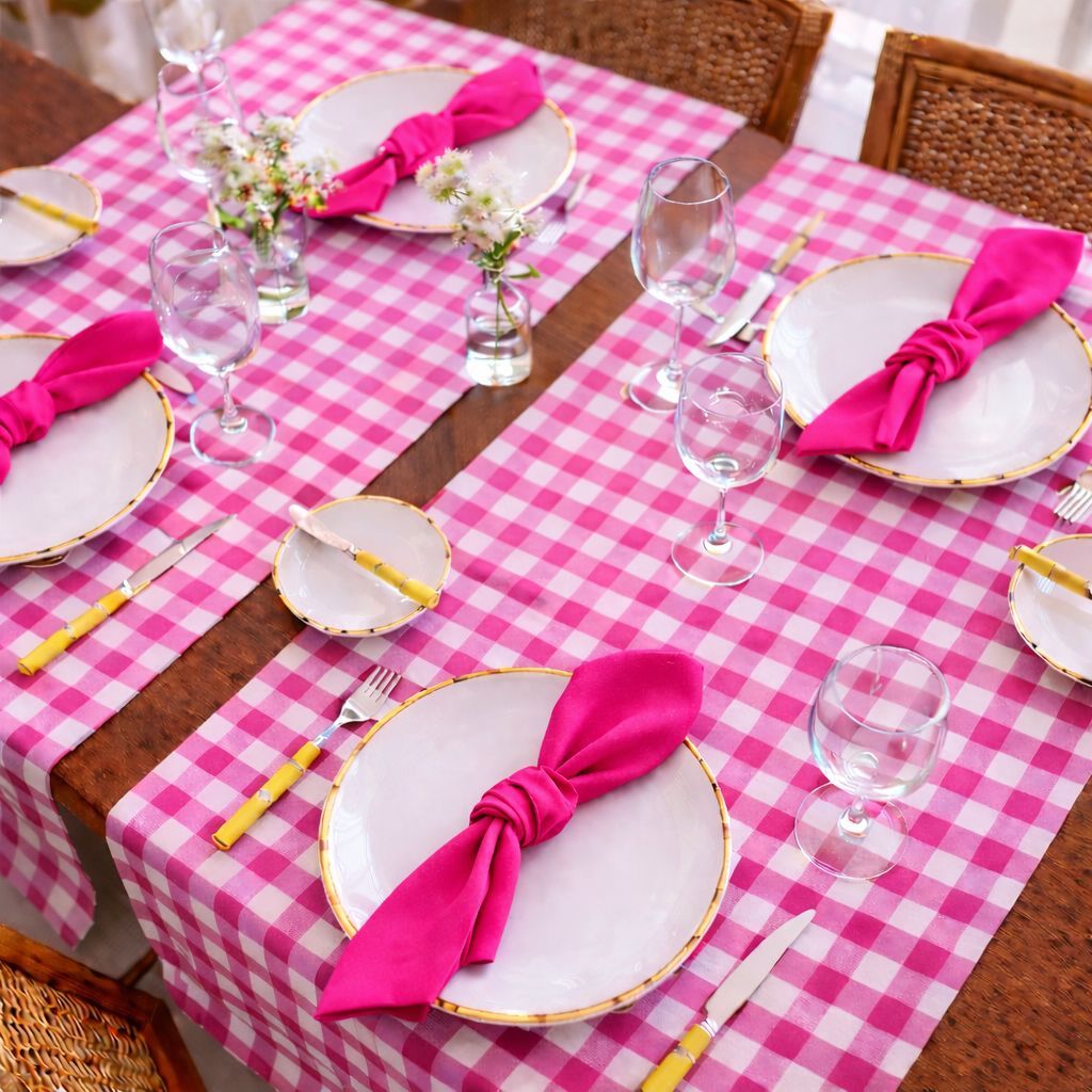 Caminho de Mesa Xadrez Verde/ Vermelho/ Azul/ Preto/ Rosa/ Bege Decoração 140cm x 40cm Oferta Trilho