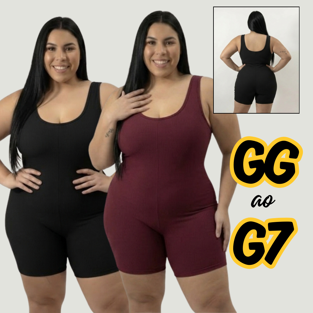 Maiô Macaquinho Plus Size Feminino Para Praia Piscina + Brinde Com Proteção UV50+ do GG ao G7