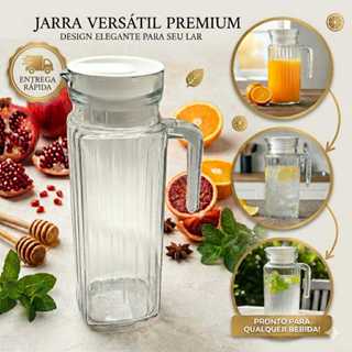 Jarra de Vidro com Tampa 1 Litro Água/Suco - Design Elegante Canelado - Envio Rápido em Oferta na Shopee