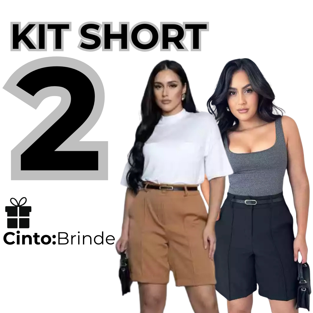 Kit 2 Short Bermuda Alfaiataria com Cinto em Oferta na Shopee