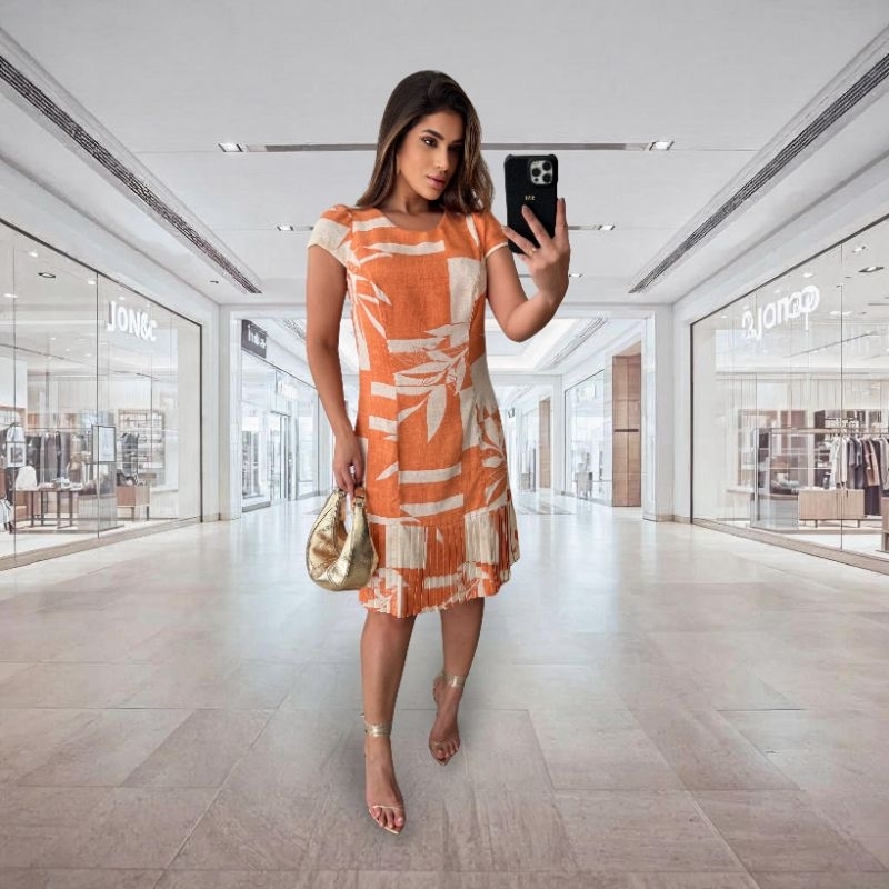 VESTIDO MIDI PLISADO - Elegante Vestido Curto Evangélico Feminino social - Tecido DUNA Premium em Oferta na Shopee