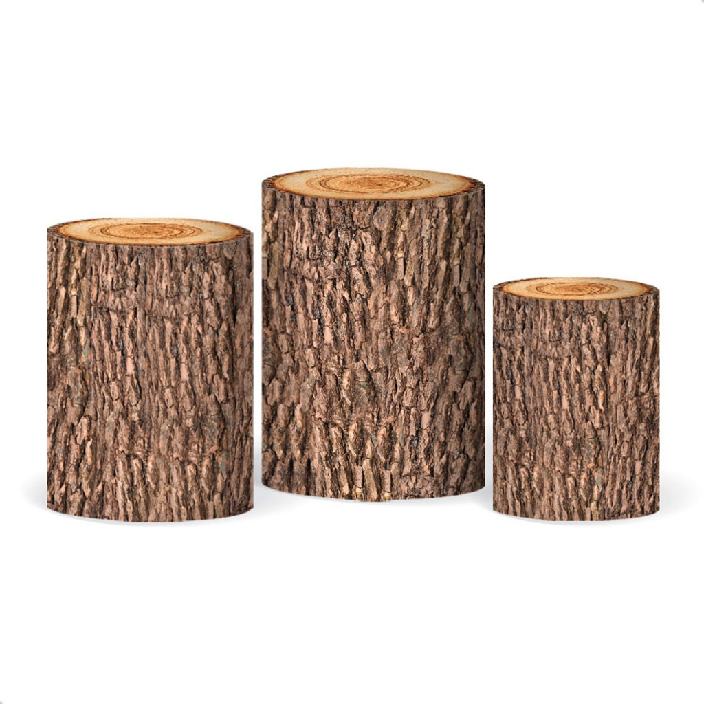 Trio Capa De Cilindro Vest Facil Sublimado Malha New Premium Tema Madeira Tronco Arvore Decoração