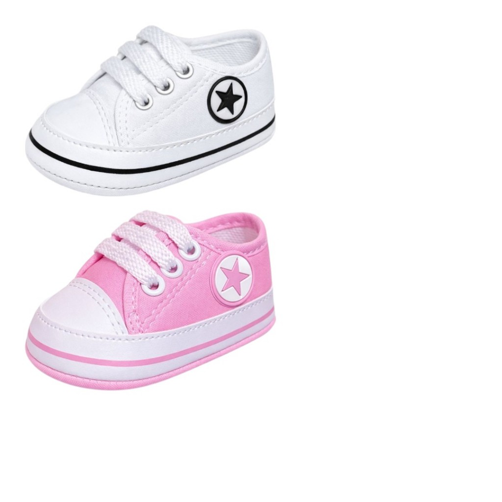 Tênis infatil para bebê recém-nascido menino e menina Kit 2 Pares em Oferta na Shopee