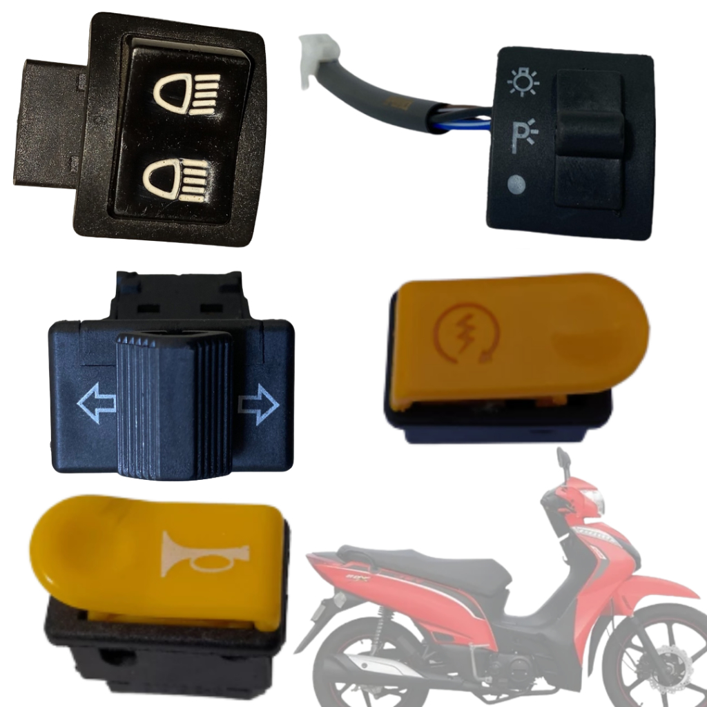 Kit Botão Interruptor Farol Alto e Baixo Seta Buzina Partida Shineray Jet 50cc Botões