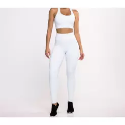 Calça Legging Lisa em Poliamida Cintura Alta Academia tecido grosso não fica transparente