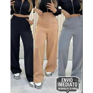 Calça Pantalona Alfaiataria Cintura Alta Premium Wide Luxo em Oferta na Shopee
