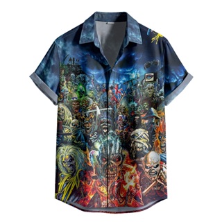 Camisa De Botão iron maiden estampada, heavy metal masculina, camisa rock banda [Ref-161] em Oferta na Shopee