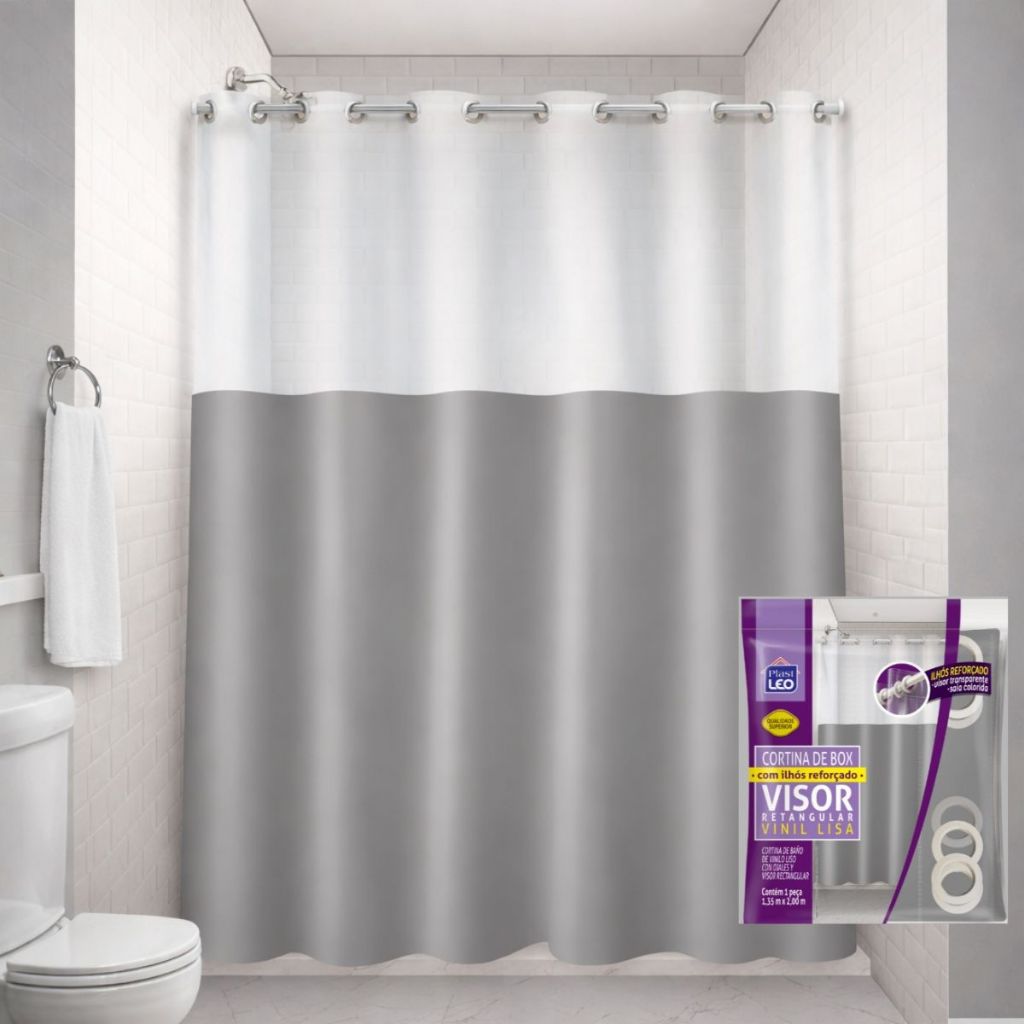 Cortina de Box Reforçado 2,00m x 1,35m e Visor Transparente