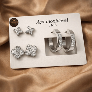 Brincos Femininos Aço Inox 316L Dourado ou Prata Antialérgico Alta Durabilidade em Oferta na Shopee