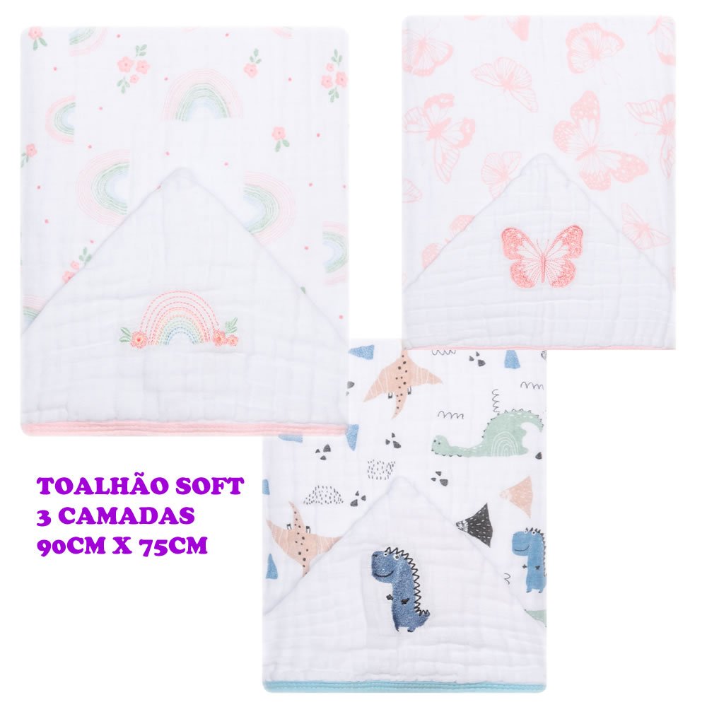 TOALHA FRALDA PAPI SOFT BANHO BEBÊ SUPER MACIA E ABSORVENTE CAPUZ BORDADO em Oferta na Shopee