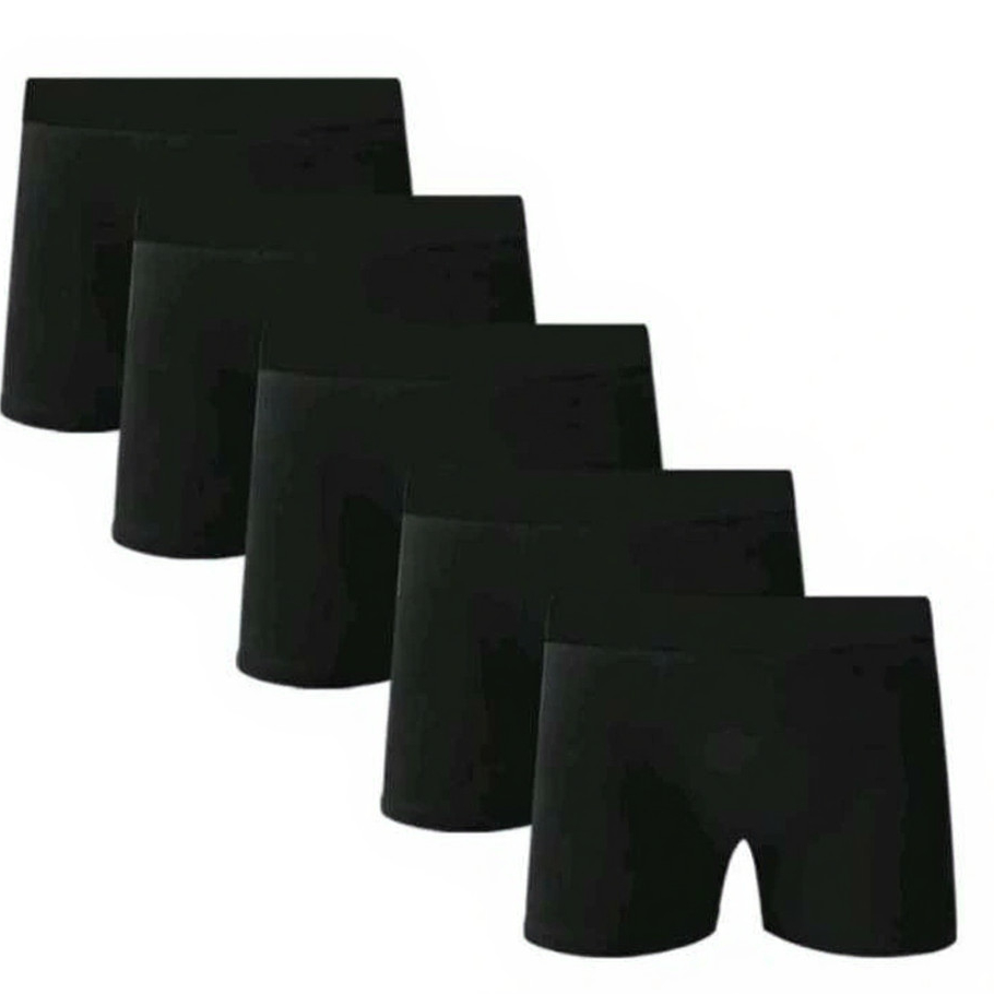 Kit com 5 Cuecas Boxer Adulto Microfibra Preta Cinza Marinho Premium.