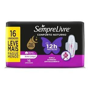 Absorvente Sempre Livre Conforto Noturno Suave 16 Unidades