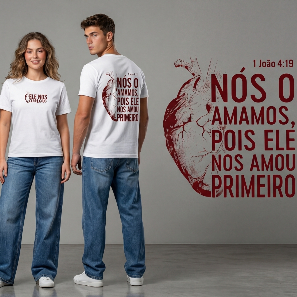 Camisa Camiseta Cristã "Ele nos amou primeiro" Unisexx Feminina e Masculina Diversas cores
