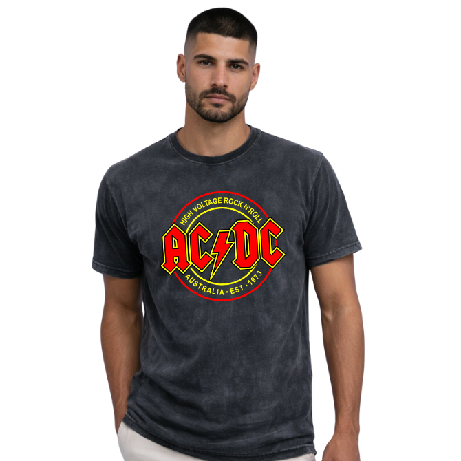 Camiseta AC/DC Estonada RCK Oversized 3 Cores Exclusivas Estilo Rock Vintage Premium