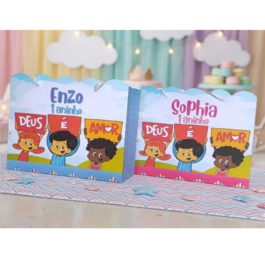Sacolinha 3 PALAVRINHAS Personalizado Sacolinha Lembrancinha Aniversário 3 PALAVRINHAS PEGUE E MONTE