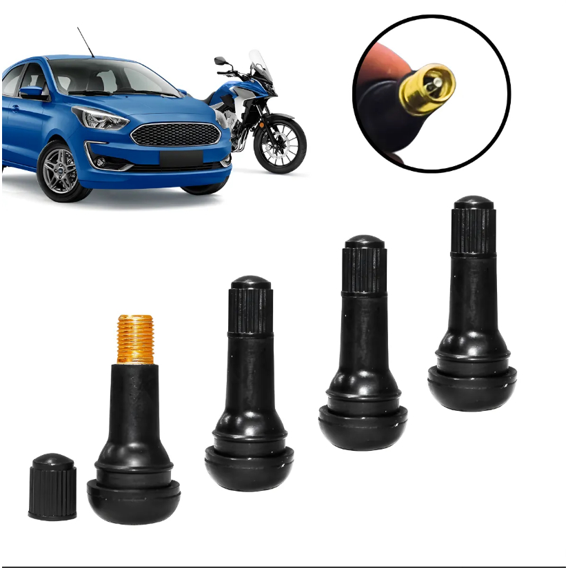 Kit 4 Bico Válvula Tr413 Pneu Sem Câmara Automóvel Universal