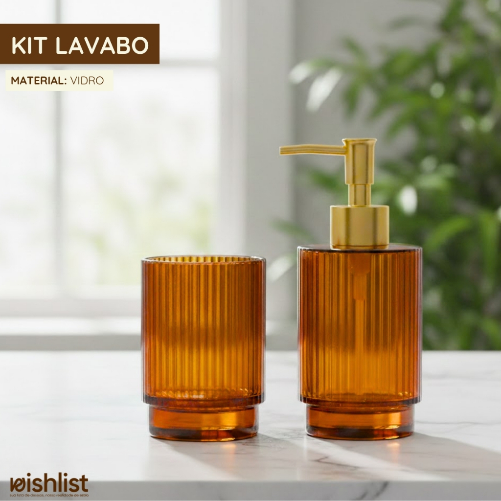 Kit Lavabo Banheiro em Vidro 2 Peças Porta Sabonete Liquido Copo (Kit e Unidade) em Oferta na Shopee