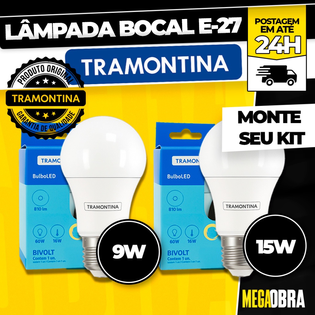 Lâmpada Tramontina LED 9W/15W 6500K Branco Frio E-27 Bivolt Econômica Potente em Oferta na Shopee