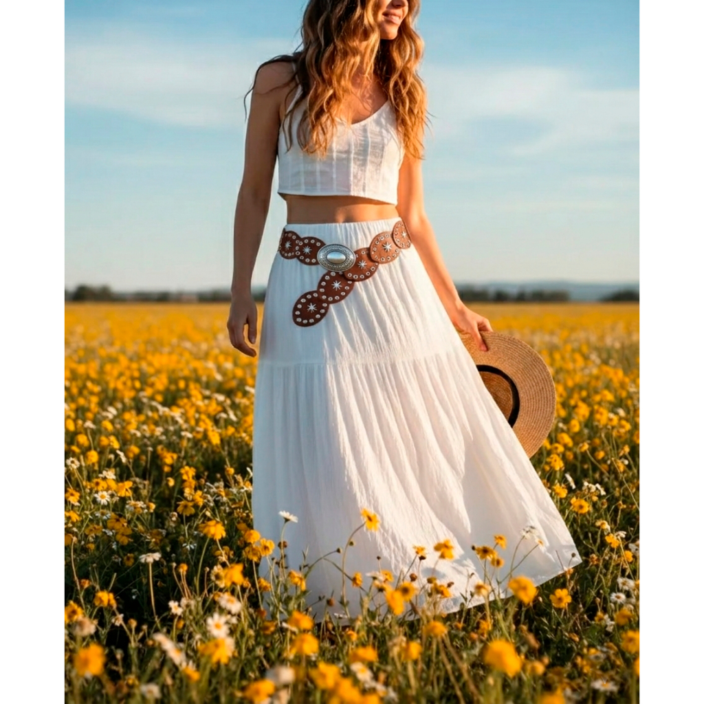 Cinto Feminino Vintage Moda Country Courino Sintético Acessório Feminino Em Alta Tendência 4061