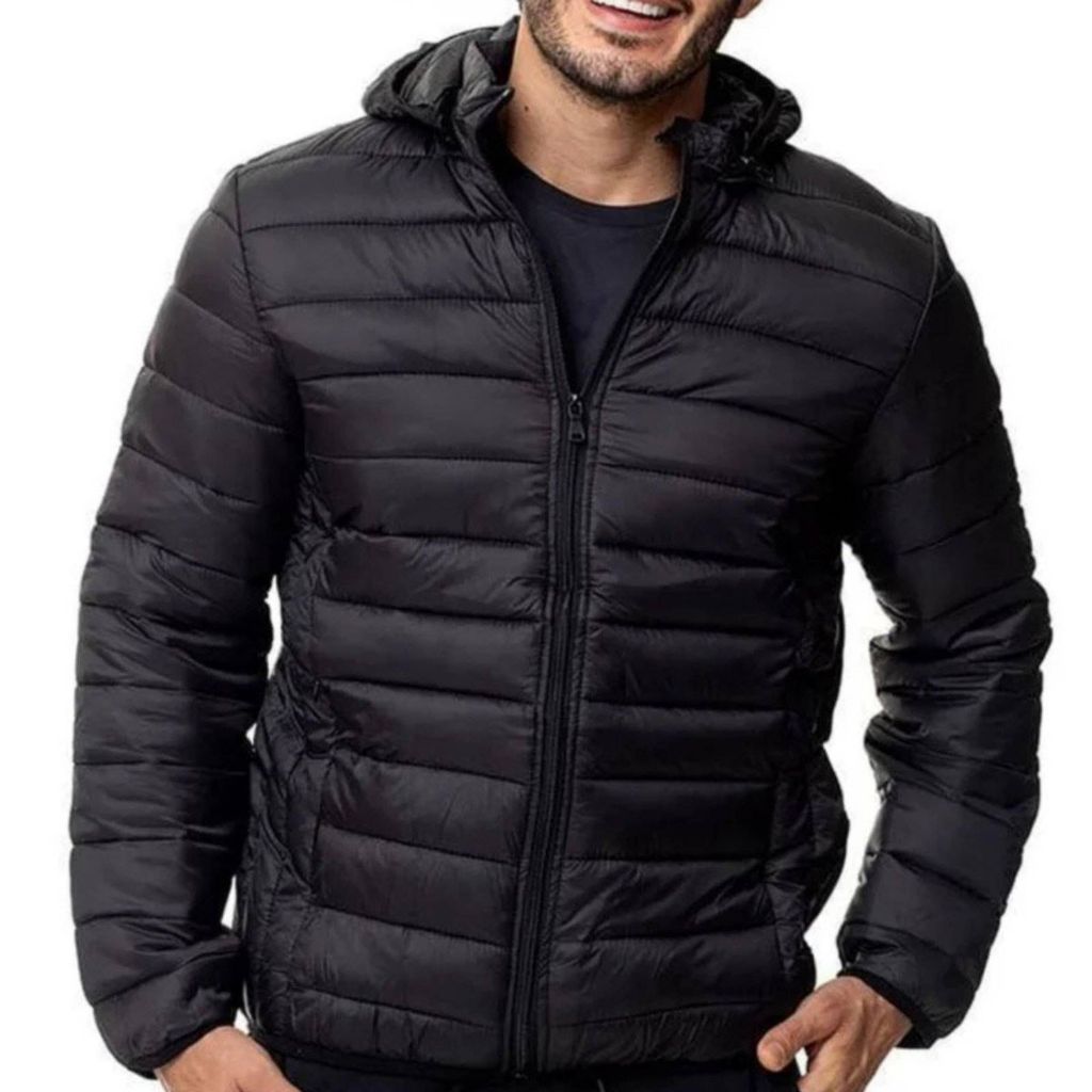 Jaqueta Puffer Bobojaco Impermeável de Frio Intenso Blusa Masculina Inverno com Capuz Removível - blusa Gominho