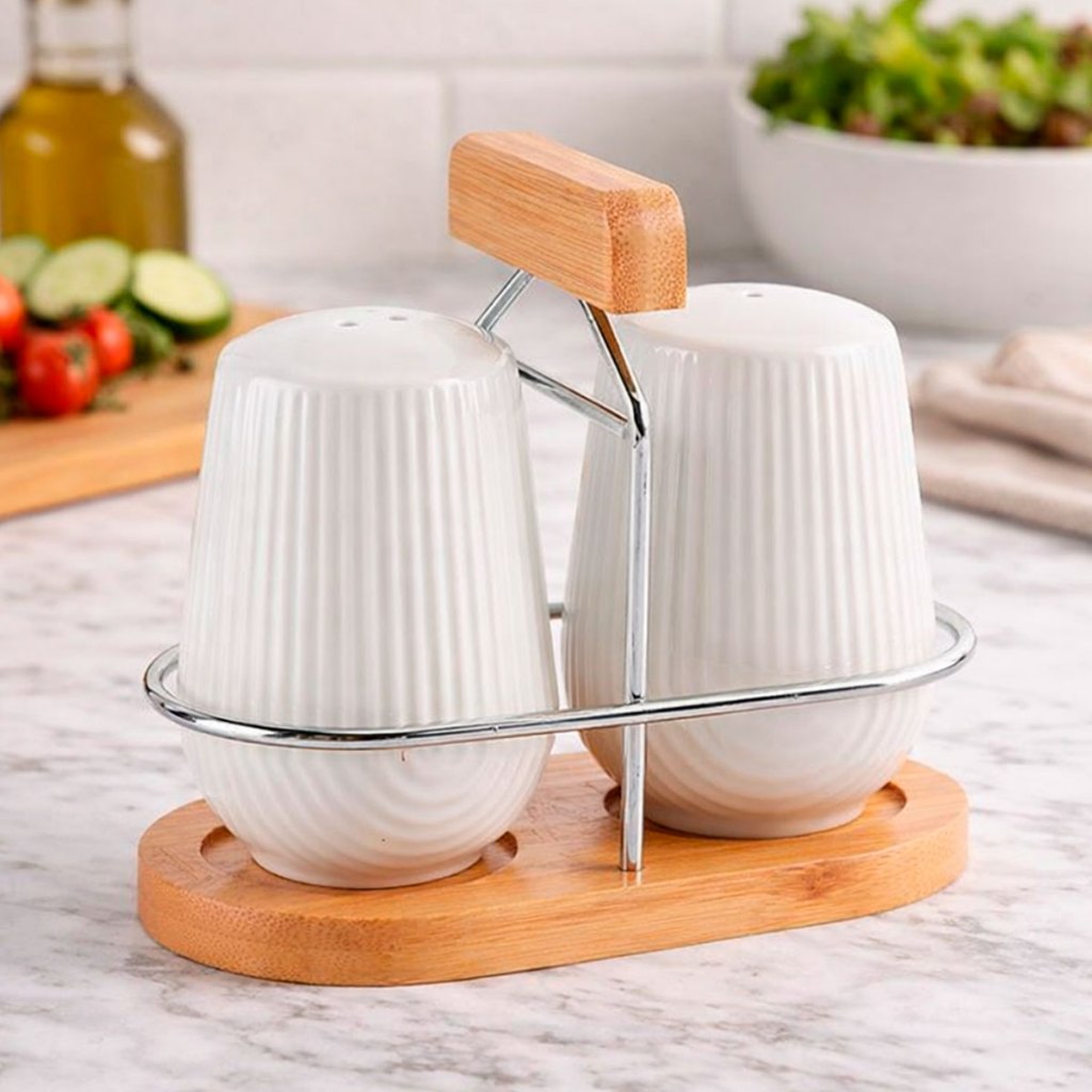 Conjunto Saleiro e Pimenteiro Oásis 90ml Com Suporte em Oferta na Shopee