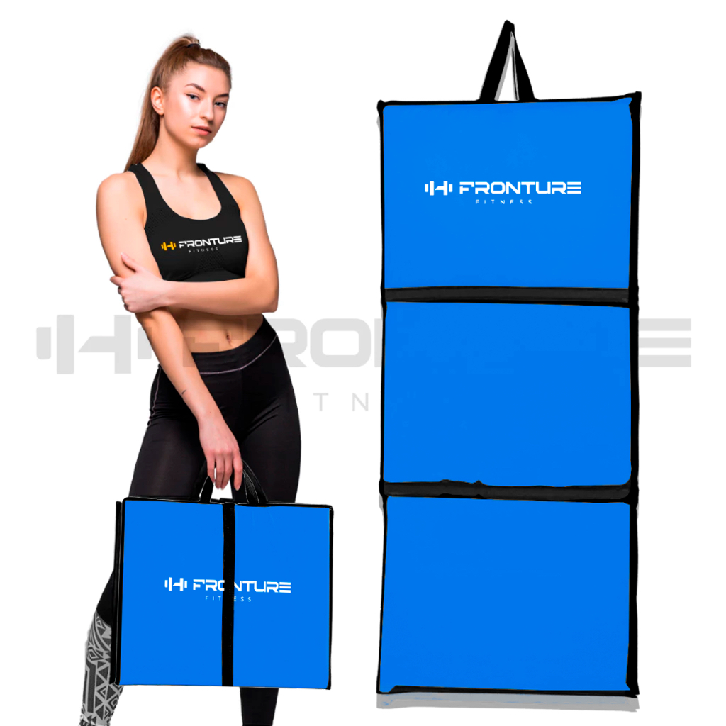 Colchonete Dobrável Academia Abdominal Yoga Maleta Pilates Ginástica Fitness Abdominal Azul D50