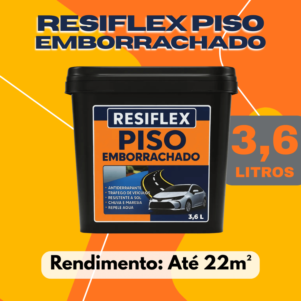 TINTA PISO RESIFLEX 3,6KG EMBORRACHADA PARA CALÇADA  GARAGEM  QUADRA CIMENTO ÁREA EXTERNA