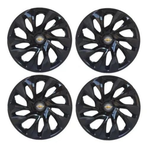 JOGO DE CALOTA DS4 AUTOMOTIVO PRETO BRILHANTE CHEVROLET
