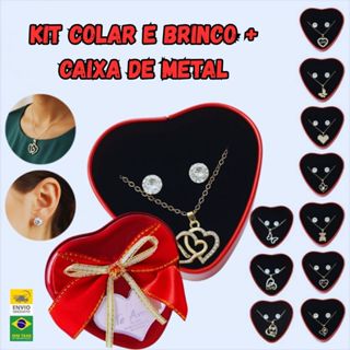 Caixa de Presente com Colar e Brinco Eternal Luxuosa com Colar Rosa  Eterna em Oferta na Shopee