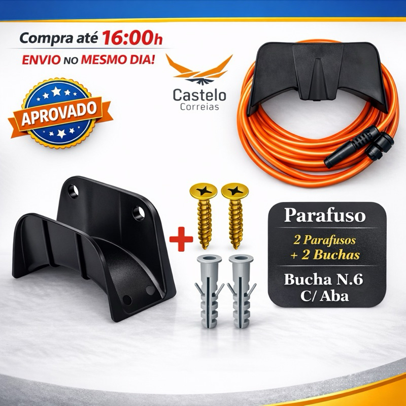 Suporte para Mangueira de jardim com parafuso e bucha com aba.