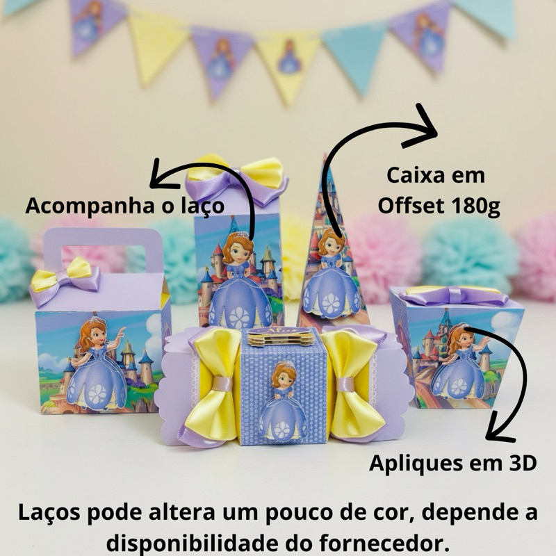 Kit Festa Pegue e Monte A Princesa Sofia | Caixas Personalizadas | Lembrancinhas | 10 a 40 Itens | Fazemos qualquer tema