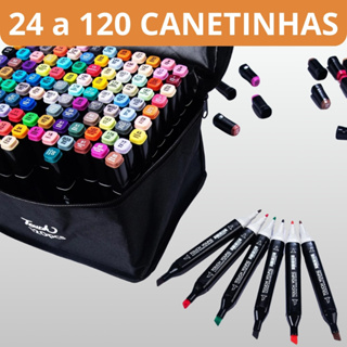24/36/48/60/80 Kit Canetinhas de Colorir Touch Marcadores Ponta Dupla Coloridas Aquarela Escolar Pintar Desenhar Caneta em Oferta na Shopee