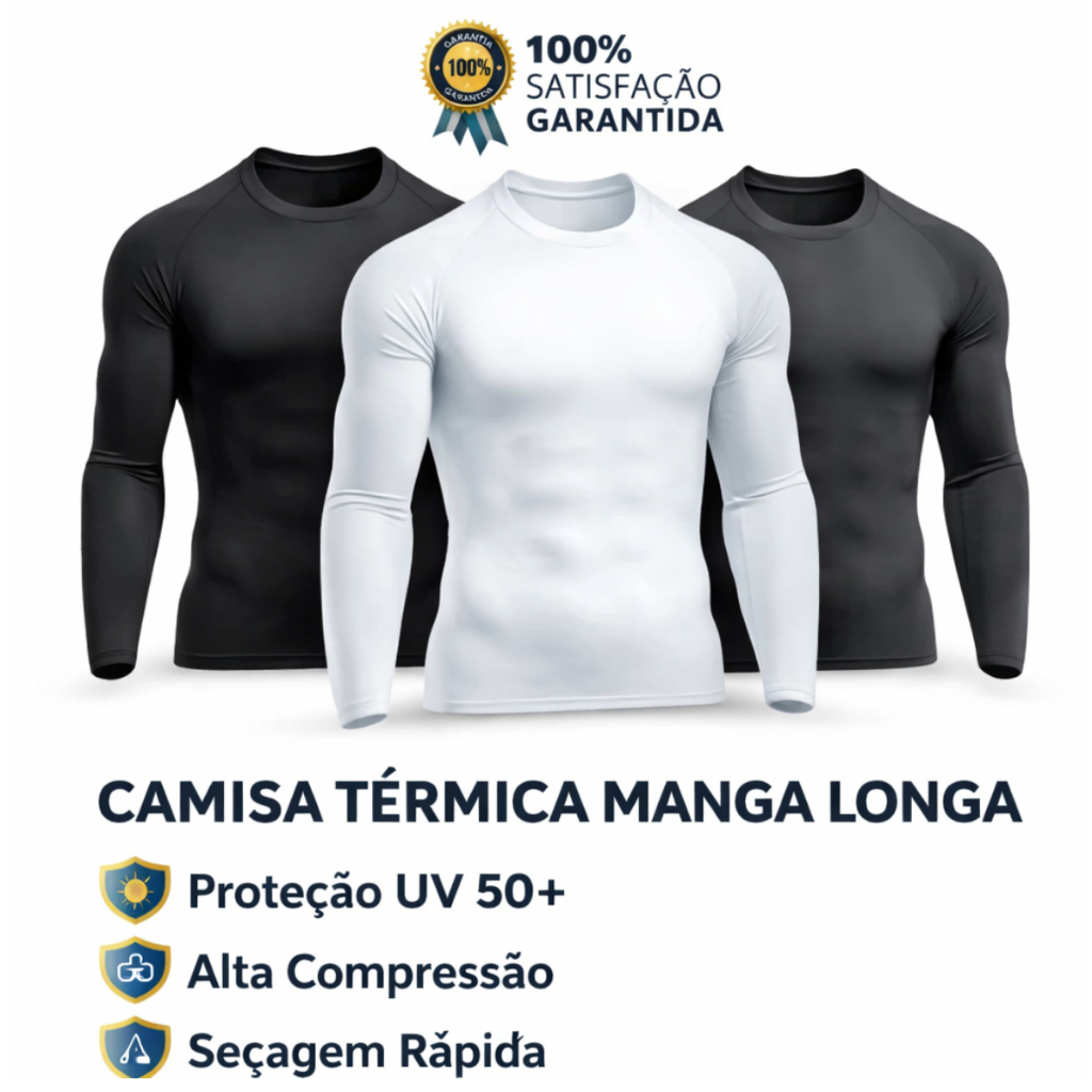 Camisa Compressão Manga Longa Dry Fit Academia UV 50