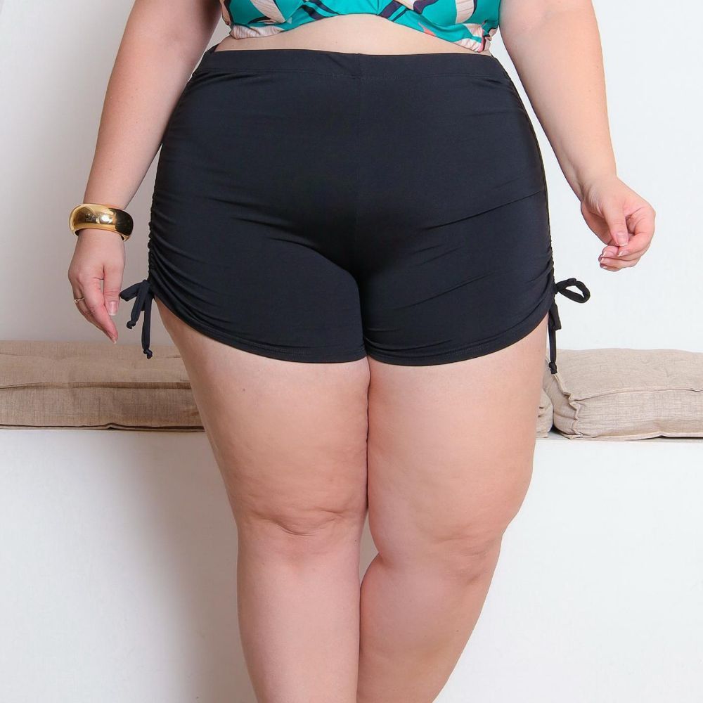 Shorts Biquini Sunkini Saida de  Praia Plus Size Com Ajuste  Lateral com forro Cintura Alta