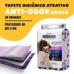 Petlike Tapete Higiênico Para Cães Ultra Pads Lavanda 60 Por 80cm Com 30 Unidades