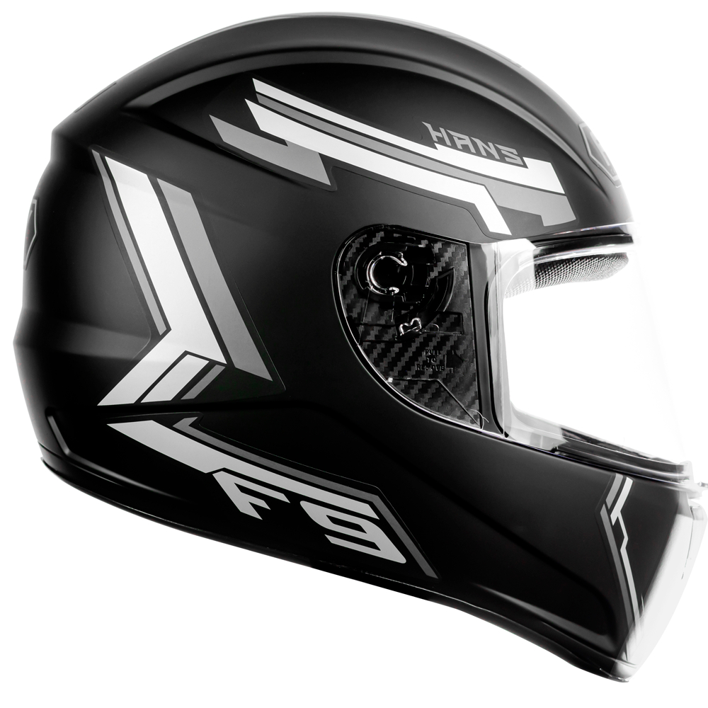Capacete Fly F9 Hans Preto Fosco Grafitte - Certificado Inmetro