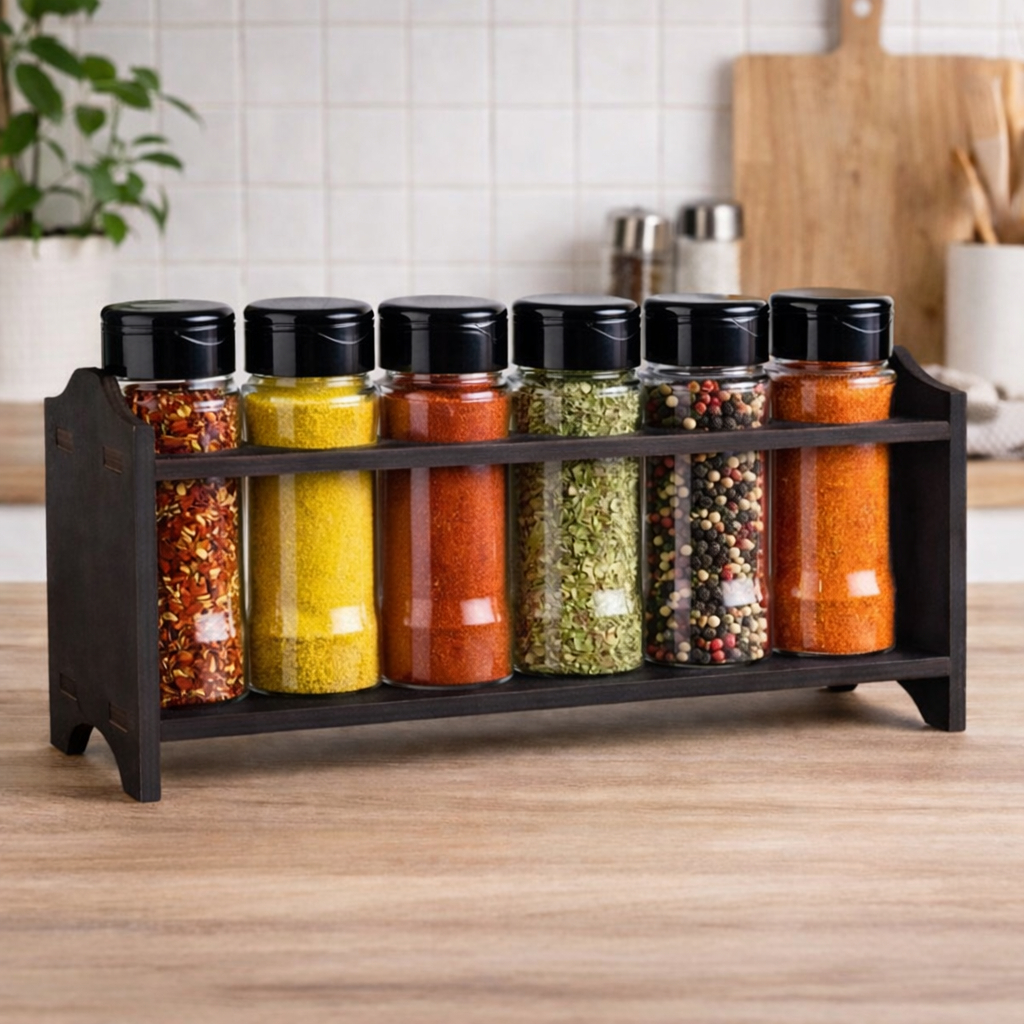Porta Potes de Temperos e Condimentos Mesa Cozinha Com 10 Potes